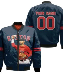 Boston Red Sox Xander Bogaerts Navy Custom Number Name For Red Sox Fans Bomber Jacket 3D Printed - livanniespoon Store