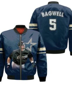 Houston Astros Jeff Bagwell 5 Navy For Astros Fans Bomber Jacket 3D Printed - livanniespoon Store