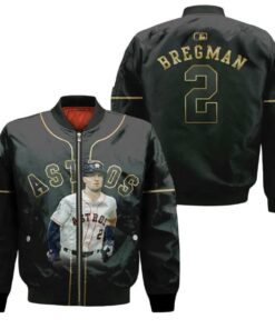 Houston Astros Alex Bregman 2 Black For Astros Fans Bomber Jacket 3D Printed - livanniespoon Store