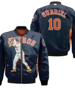 Houston Astros Yuli Gurriel 10 Dark Blue For Astros Fans Bomber Jacket 3D Printed - livanniespoon Store