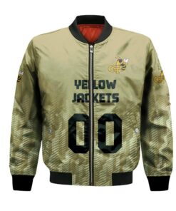 Georgia Tech Yellow Jackets Bomber Jacket 3D Printed Team Logo Custom Text And Number - livanniespoon Store