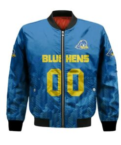 Delaware Blue Hens Bomber Jacket 3D Printed Team Logo Custom Text And Number - livanniespoon Store