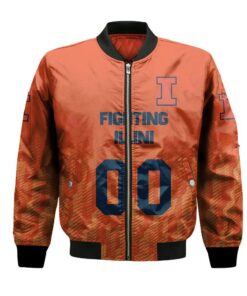 Illinois Fighting Illini Bomber Jacket 3D Printed Team Logo Custom Text And Number - livanniespoon Store