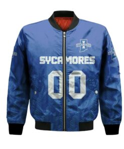Indiana State Sycamores Bomber Jacket 3D Printed Team Logo Custom Text And Number - livanniespoon Store