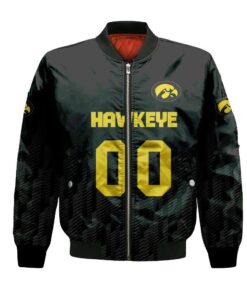 Iowa Hawkeyes Bomber Jacket 3D Printed Team Logo Custom Text And Number - livanniespoon Store