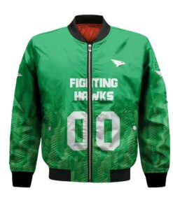 North Dakota Fighting Hawks Bomber Jacket 3D Printed Team Logo Custom Text And Number - livanniespoon Store