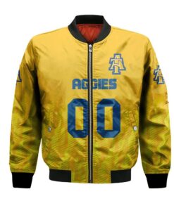 North Carolina A_T Aggies Bomber Jacket 3D Printed Team Logo Custom Text And Number - livanniespoon Store