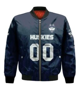 Uconn Huskies Bomber Jacket 3D Printed Team Logo Custom Text And Number - livanniespoon Store