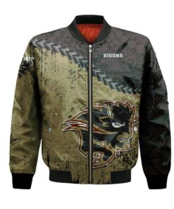 Manitoba Bisons Bomber Jacket 3D Printed Grunge Polynesian Tattoo - livanniespoon Store