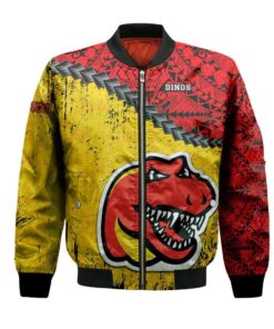 Calgary Dinos Bomber Jacket 3D Printed Grunge Polynesian Tattoo - livanniespoon Store
