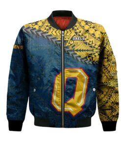 Queens Golden Gaels Bomber Jacket 3D Printed Grunge Polynesian Tattoo - livanniespoon Store