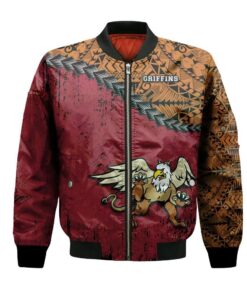 Macewan Griffins Bomber Jacket 3D Printed Grunge Polynesian Tattoo - livanniespoon Store