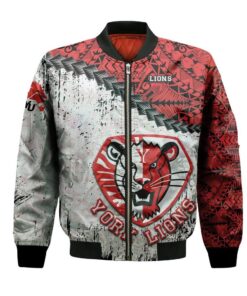 York Lions Bomber Jacket 3D Printed Grunge Polynesian Tattoo - livanniespoon Store