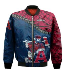 Acadia Axemen Bomber Jacket 3D Printed Grunge Polynesian Tattoo - livanniespoon Store