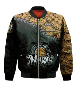 Moncton Magic Bomber Jacket 3D Printed Grunge Polynesian Tattoo - livanniespoon Store