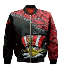 Baie-Comeau Drakkar Bomber Jacket 3D Printed Grunge Polynesian Tattoo - livanniespoon Store
