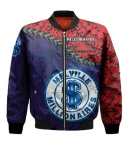 Melville Millionaires Bomber Jacket 3D Printed Grunge Polynesian Tattoo - livanniespoon Store
