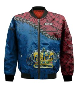 Edmonton Oil Kings Bomber Jacket 3D Printed Grunge Polynesian Tattoo - livanniespoon Store