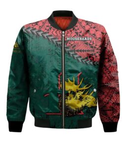 Halifax Mooseheads Bomber Jacket 3D Printed Grunge Polynesian Tattoo - livanniespoon Store