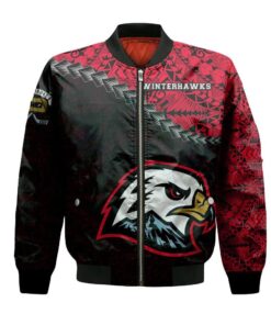 Portland Winterhawks Bomber Jacket 3D Printed Grunge Polynesian Tattoo - livanniespoon Store