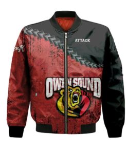 Owen Sound Attack Bomber Jacket 3D Printed Grunge Polynesian Tattoo - livanniespoon Store