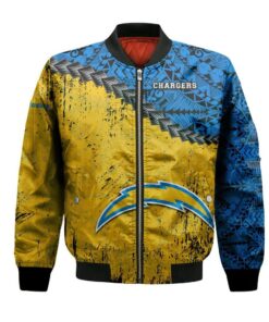 Los Angeles Chargers Bomber Jacket 3D Printed Grunge Polynesian Tattoo - livanniespoon Store