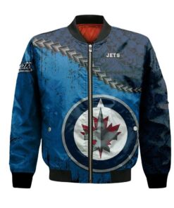 Winnipeg Jets Bomber Jacket 3D Printed Grunge Polynesian Tattoo - livanniespoon Store