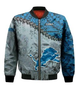 Detroit Lions Bomber Jacket 3D Printed Grunge Polynesian Tattoo - livanniespoon Store
