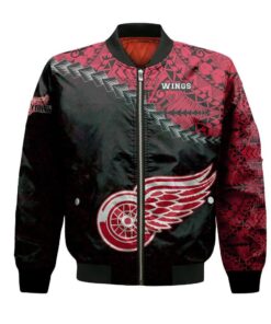 Detroit Red Wings Bomber Jacket 3D Printed Grunge Polynesian Tattoo - livanniespoon Store