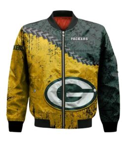 Green Bay Packers Bomber Jacket 3D Printed Grunge Polynesian Tattoo - livanniespoon Store