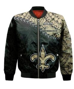 New Orleans Saints Bomber Jacket 3D Printed Grunge Polynesian Tattoo - livanniespoon Store