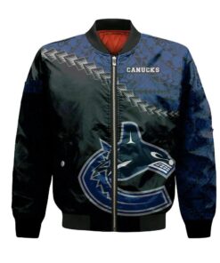 Vancouver Canucks Bomber Jacket 3D Printed Grunge Polynesian Tattoo - livanniespoon Store