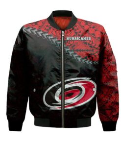 Carolina Hurricanes Bomber Jacket 3D Printed Grunge Polynesian Tattoo - livanniespoon Store