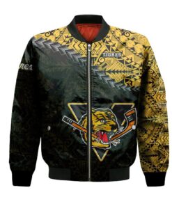 Victoriaville Tigres Bomber Jacket 3D Printed Grunge Polynesian Tattoo - livanniespoon Store