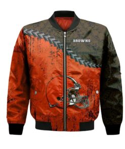 Cleveland Browns Bomber Jacket 3D Printed Grunge Polynesian Tattoo - livanniespoon Store
