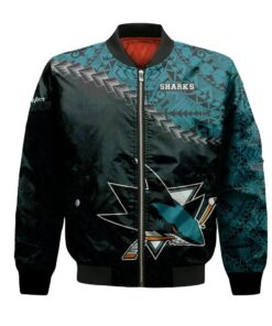 San Jose Sharks Bomber Jacket 3D Printed Grunge Polynesian Tattoo - livanniespoon Store
