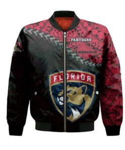 Florida Panthers Bomber Jacket 3D Printed Grunge Polynesian Tattoo - livanniespoon Store
