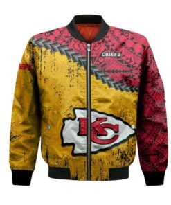 Kansas City Chiefs Bomber Jacket 3D Printed Grunge Polynesian Tattoo - livanniespoon Store
