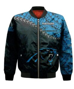 Carolina Panthers Bomber Jacket 3D Printed Grunge Polynesian Tattoo - livanniespoon Store
