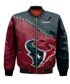 Houston Texans Bomber Jacket 3D Printed Grunge Polynesian Tattoo - livanniespoon Store