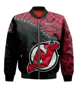 New Jersey Devils Bomber Jacket 3D Printed Grunge Polynesian Tattoo - livanniespoon Store