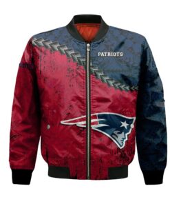 New England Patriots Bomber Jacket 3D Printed Grunge Polynesian Tattoo - livanniespoon Store