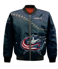 Columbus Blue Jackets Bomber Jacket 3D Printed Grunge Polynesian Tattoo - livanniespoon Store