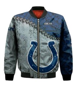 Indianapolis Colts Bomber Jacket 3D Printed Grunge Polynesian Tattoo - livanniespoon Store