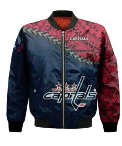 Washington Capitals Bomber Jacket 3D Printed Grunge Polynesian Tattoo - livanniespoon Store