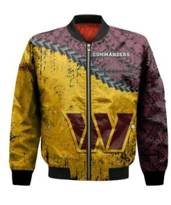 Washington Commanders Bomber Jacket 3D Printed Grunge Polynesian Tattoo - livanniespoon Store