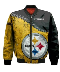 Pittsburgh Steelers Bomber Jacket 3D Printed Grunge Polynesian Tattoo - livanniespoon Store