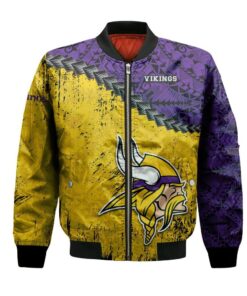 Minnesota Vikings Bomber Jacket 3D Printed Grunge Polynesian Tattoo - livanniespoon Store