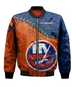 New York Islanders Bomber Jacket 3D Printed Grunge Polynesian Tattoo - livanniespoon Store