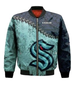 Seattle Kraken Bomber Jacket 3D Printed Grunge Polynesian Tattoo - livanniespoon Store